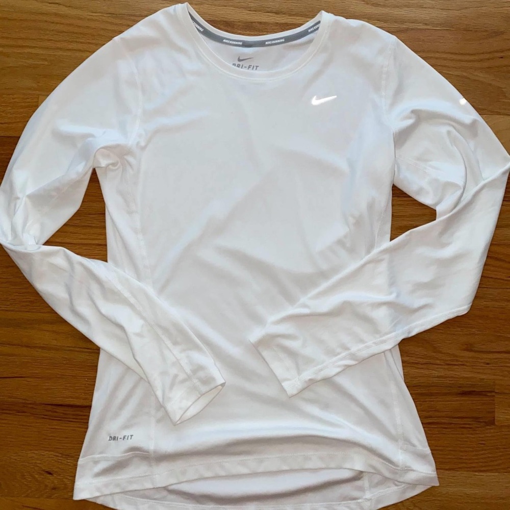 Nike White dri fit long sleeve